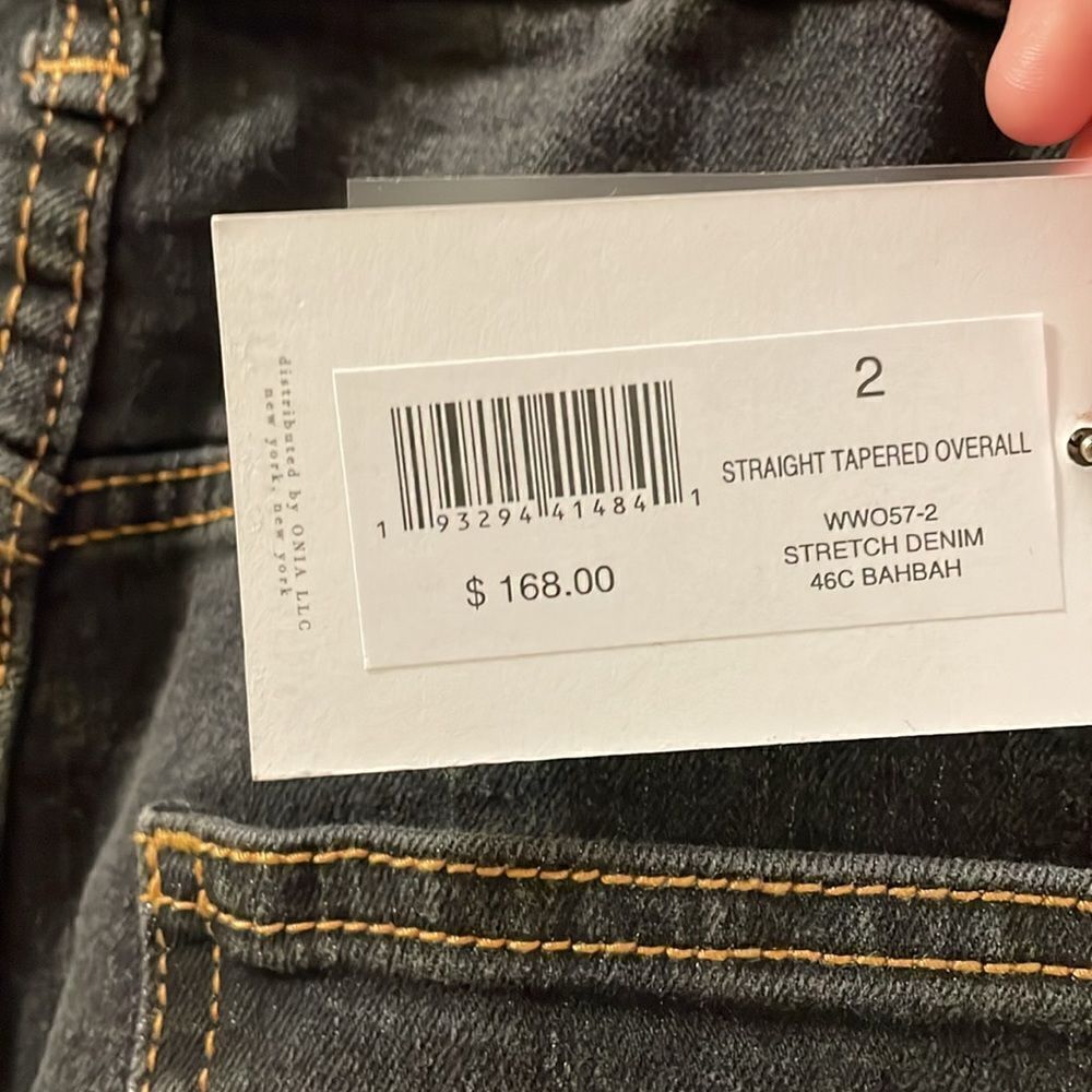 NWT WEWOREWHAT women’s size 2 straight tapered adjustable long overall jeans - Picture 12 of 15